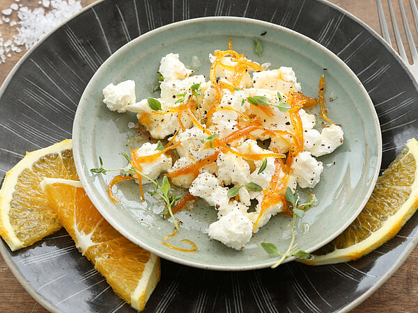 Rezept Ziegenkaese mit Honig-Orangen und Thymian