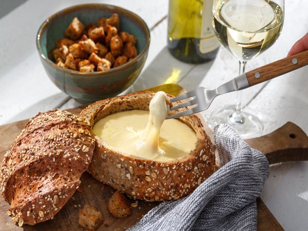 Rezept Kaesefondue im Brot