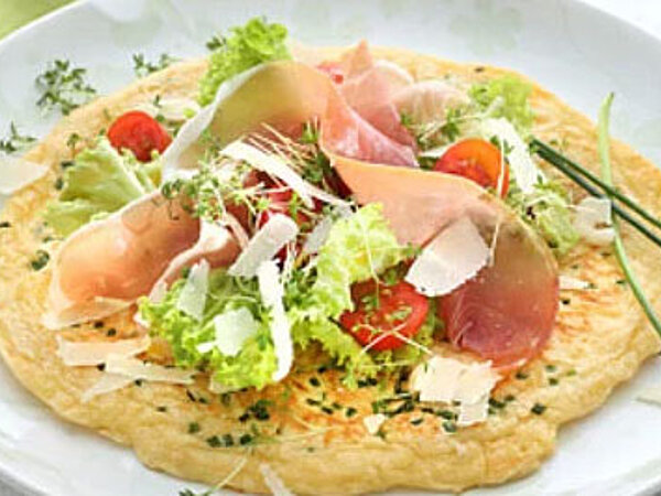 Rezept Käsepancakes mit buntem Salat