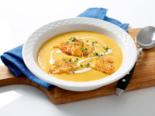 Rezept Möhrencremesuppe mit Käsekrusteln